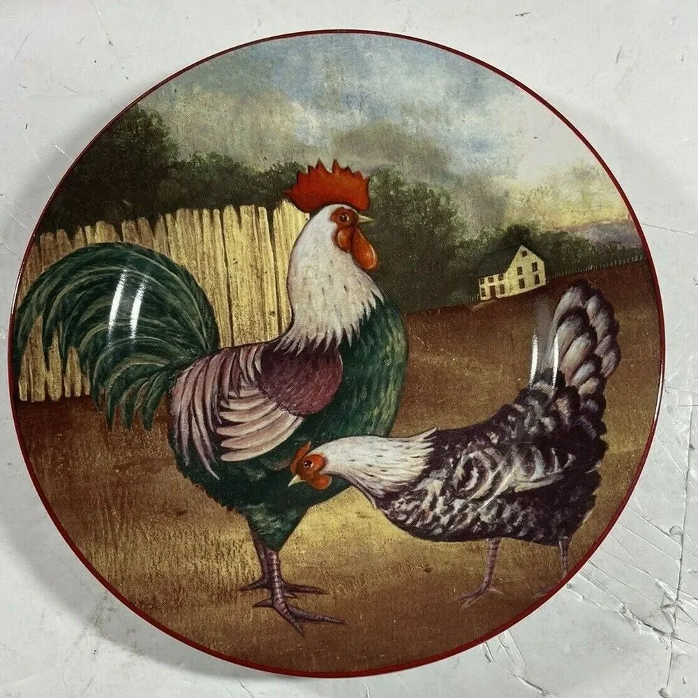 CHICKEN SCRATCH BY NOBLE EXCELLENCE STONEWARE PLATE 8 1/4''
